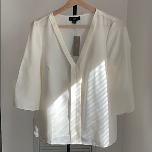 NWT, J Crew Small, 100% silk cream V neck blouse